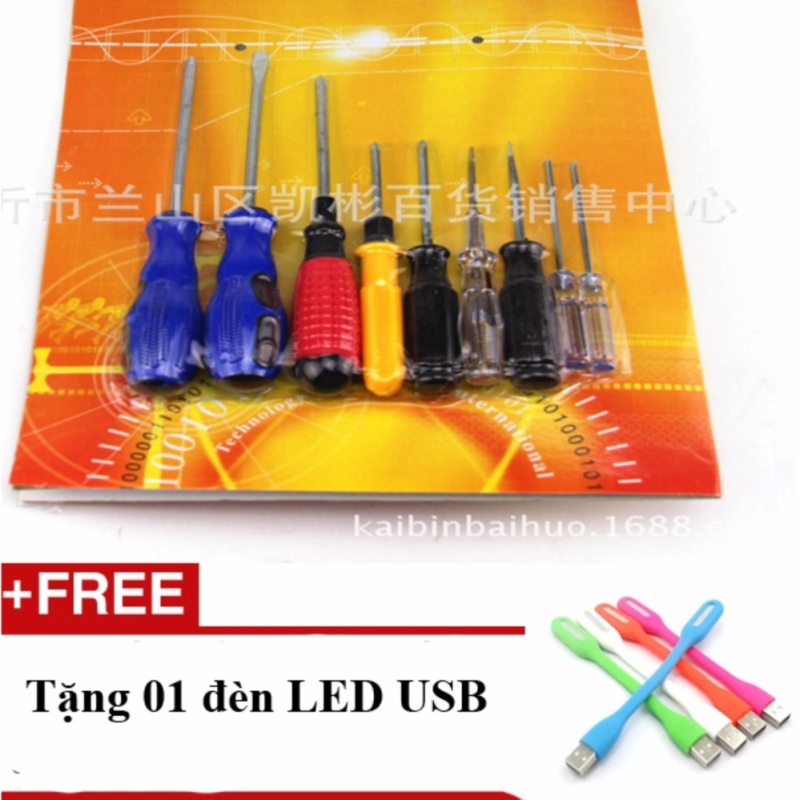 Bảng giá Bộ 9 tuốc nơ vít thép cực tốt phổ biến nhất thị trường + Tặng 01 đèn Led USB