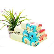Bộ ba khăn Thái hình gấu (màu vàng)-Mi shop