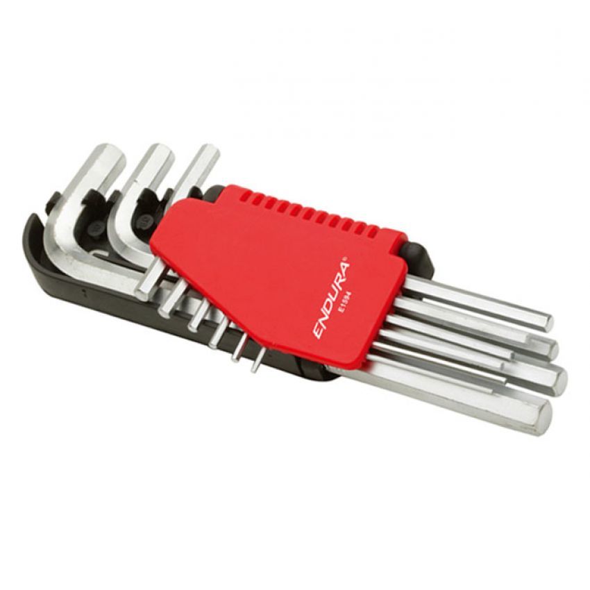 Bộ lục giác bằng dài 9 chi tiết Endura E1594 (Đỏ đen)