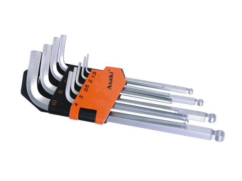 Bộ lục giác đầu bi 9 cây chuẩn Asaki AK-410 C2-1.5-10mm (Cam)