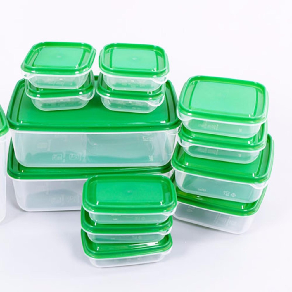 Bộ hộp nhựa 17 món đựng thức ăn dùng được trong lò vi sóng (màu xanh )