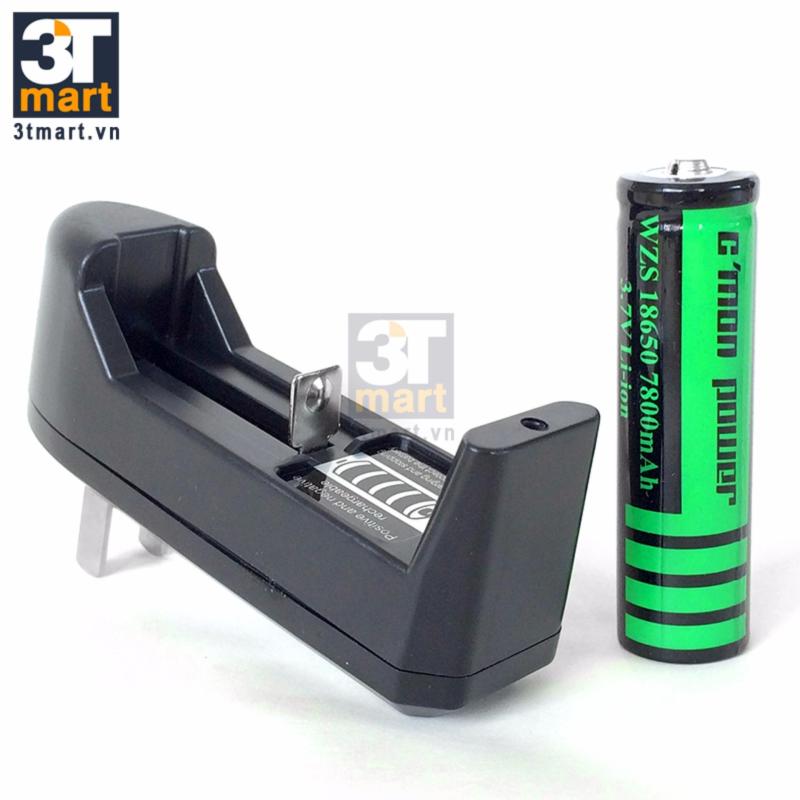 Bảng giá Bộ sạc và pin sạc li-ion 18650 CMON POWER 7800mAh 3.7V (dùng cho đèn pin - xanh lá)
