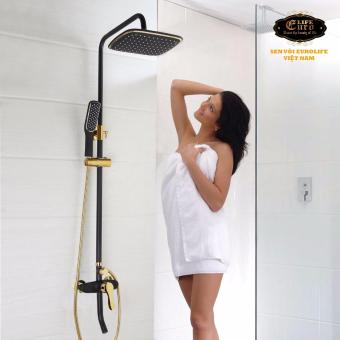 Bộ sen cây tắm đứng nóng lạnh Eurolife EL-S914 (Đen vàng)