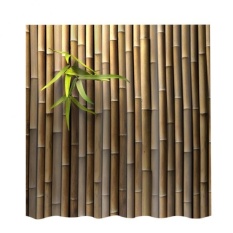 Rèm Cửa Nhà Tắm Chuồn Thấm Nước Trong Kỹ Thuật Số BolehDeals With Nhiều Móc Treo Bằng Tre-Quốc tế