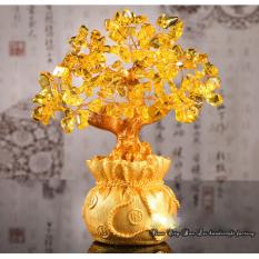 Cây Phong Thủy Tài Lộc Đá Thạch Anh Vàng 18.5cm
