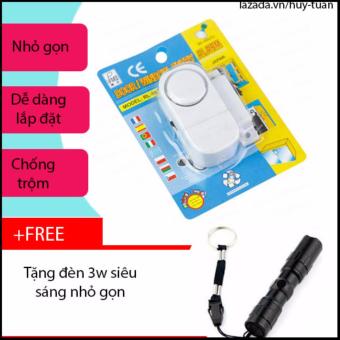 Chuông báo động chống trộm gắn cửa + đèn pin 3w siêu sáng nhỏ gọn