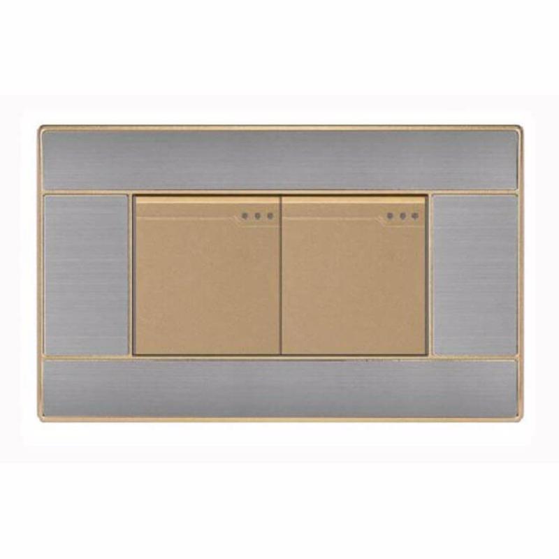 Bảng giá Công tắc đôi 1 chiều mặt hình chữ nhật ốp kim loại KLASS 118KB7-006
(Gold)