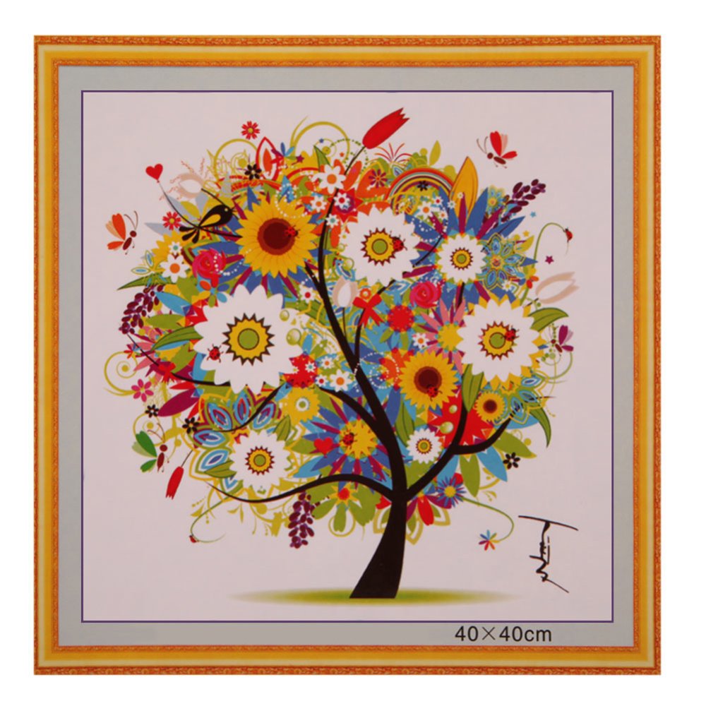 DIY Colorful Four Season Tree Counted Cross Stitch Kit Embroidery Summer (Intl)
