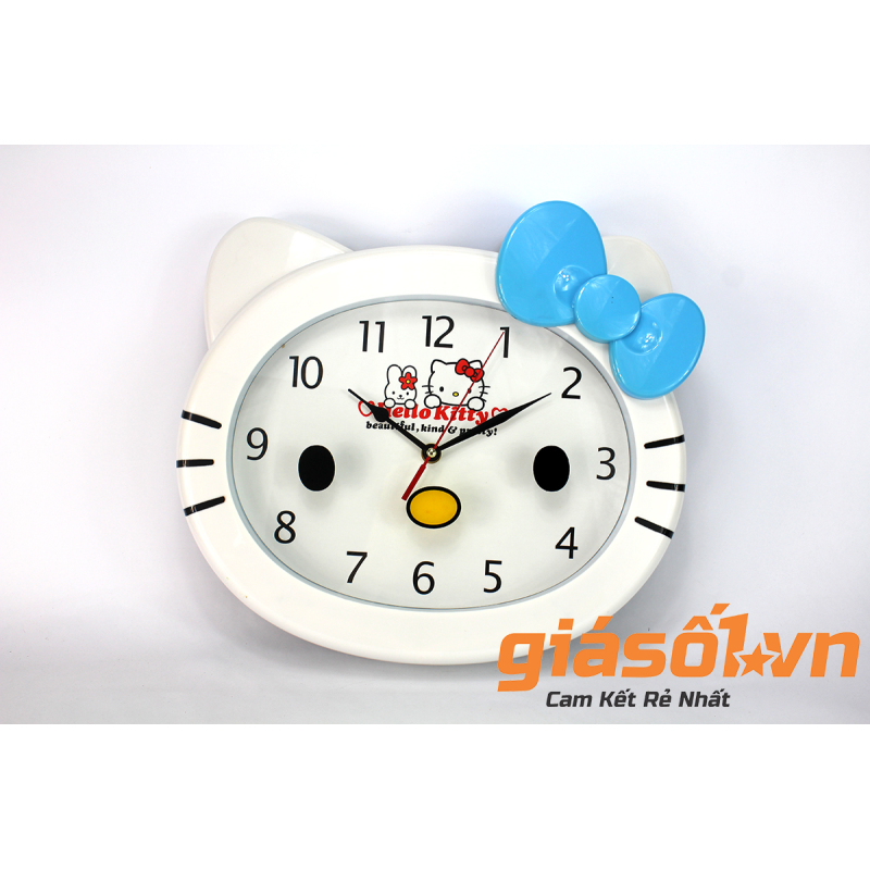 Nơi bán Đồng hồ báo thức để bàn hình đầu Hello kiity 8703- XD (Trắng nơ
xanh dương)