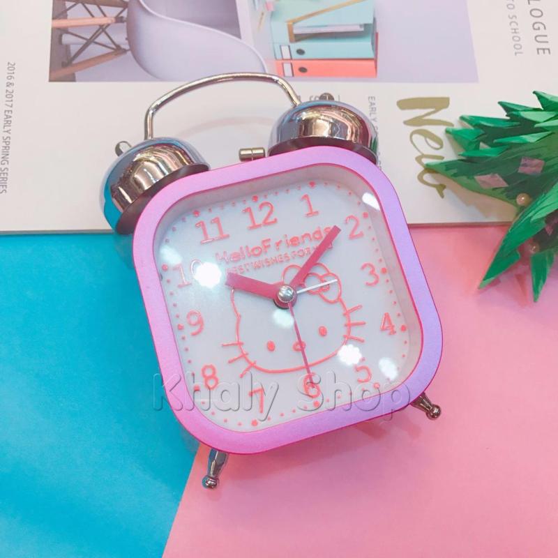 Nơi bán Đồng hồ báo thức hình vuông kiểu dáng Hello Kitty (có đèn led) màu hồng dành cho bạn gái - 180KT7706 - (15x11x5.5cm)