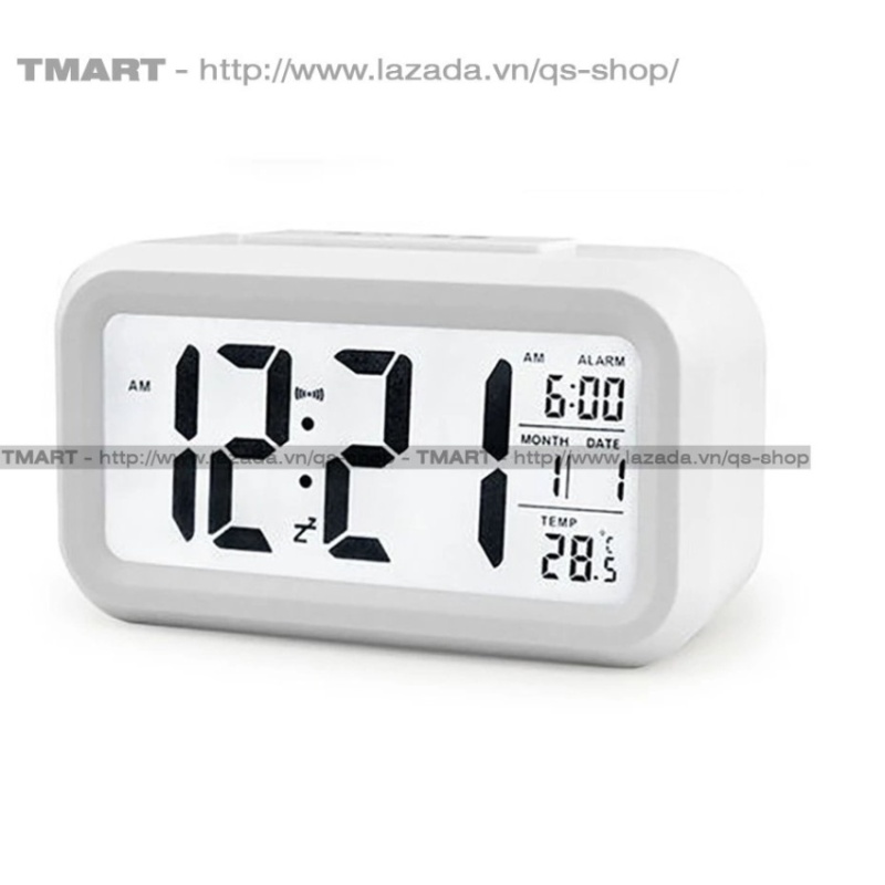 Nơi bán Đồng hồ báo thức kỹ thuật số với đèn LED nền cảm biến đa chức năng LC01 (Trắng)
