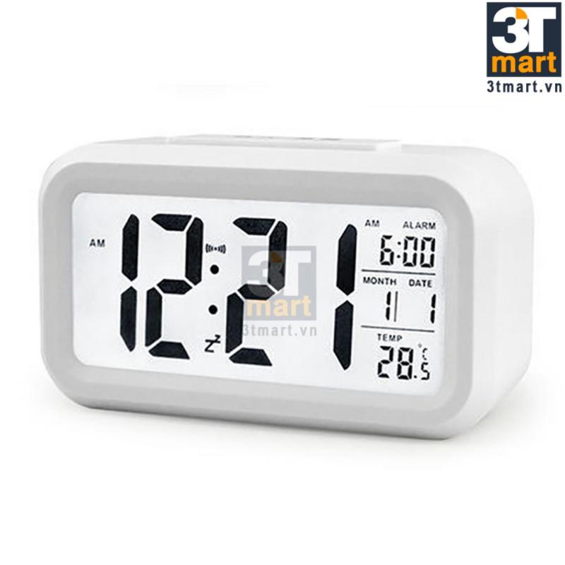 Nơi bán Đồng hồ báo thức kỹ thuật số với đèn LED nền cảm biến đa chức năng:
thời gian, lịch, báo thức, nhiệt độ - LC01 (trắng)
