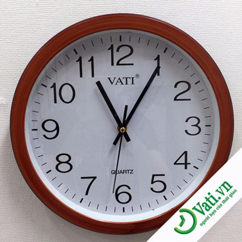 Nơi bán Đồng hồ treo tường hình tròn Vati F65 (nâu)-Mới 100%,bảo hành 3 tháng