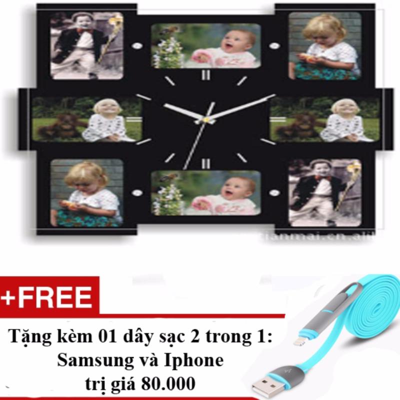 Nơi bán Đồng hồ treo tường khung ảnh + Tặng 01 dây sạc điện thoại 2 trong 1
cho Iphone và Samsun