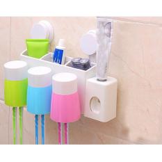 Dụng cụ treo bàn chải, kem đánh răng kèm 3 cốc