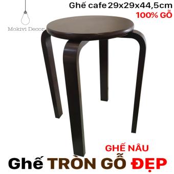 Ghế gỗ tròn chân dẹp (NÂU) - ghế tròn 29cm cao 44,5cm - ghế phòng ăn, ghế cafe gỗ PHONG...