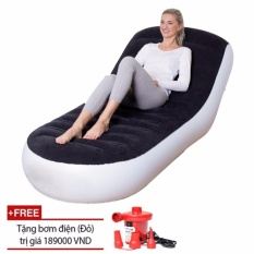 So Sánh Giá Ghế đệm hơi tựa lưng/ Ghế giường hơi đa năng PVC Flocked + Tặng bơm điện xả hút 2 chiều