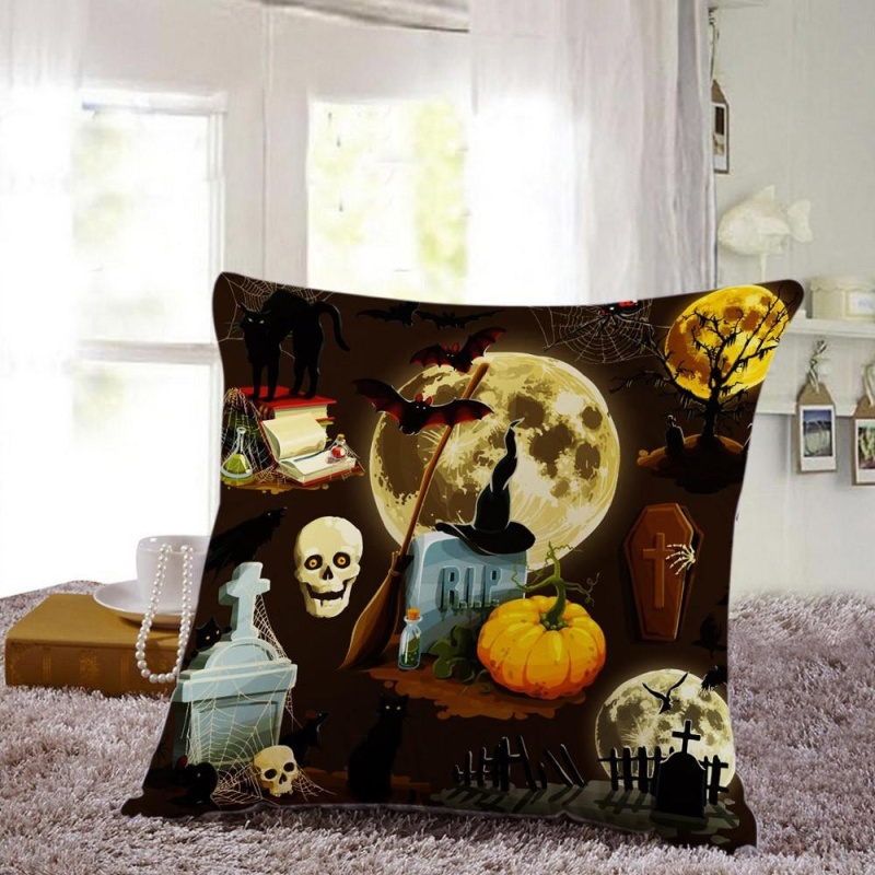 Bảng giá Mua Halloween Pillow Cases Linen Sofa Pumpkin ghosts Cushion Cover Home Decor F - intl