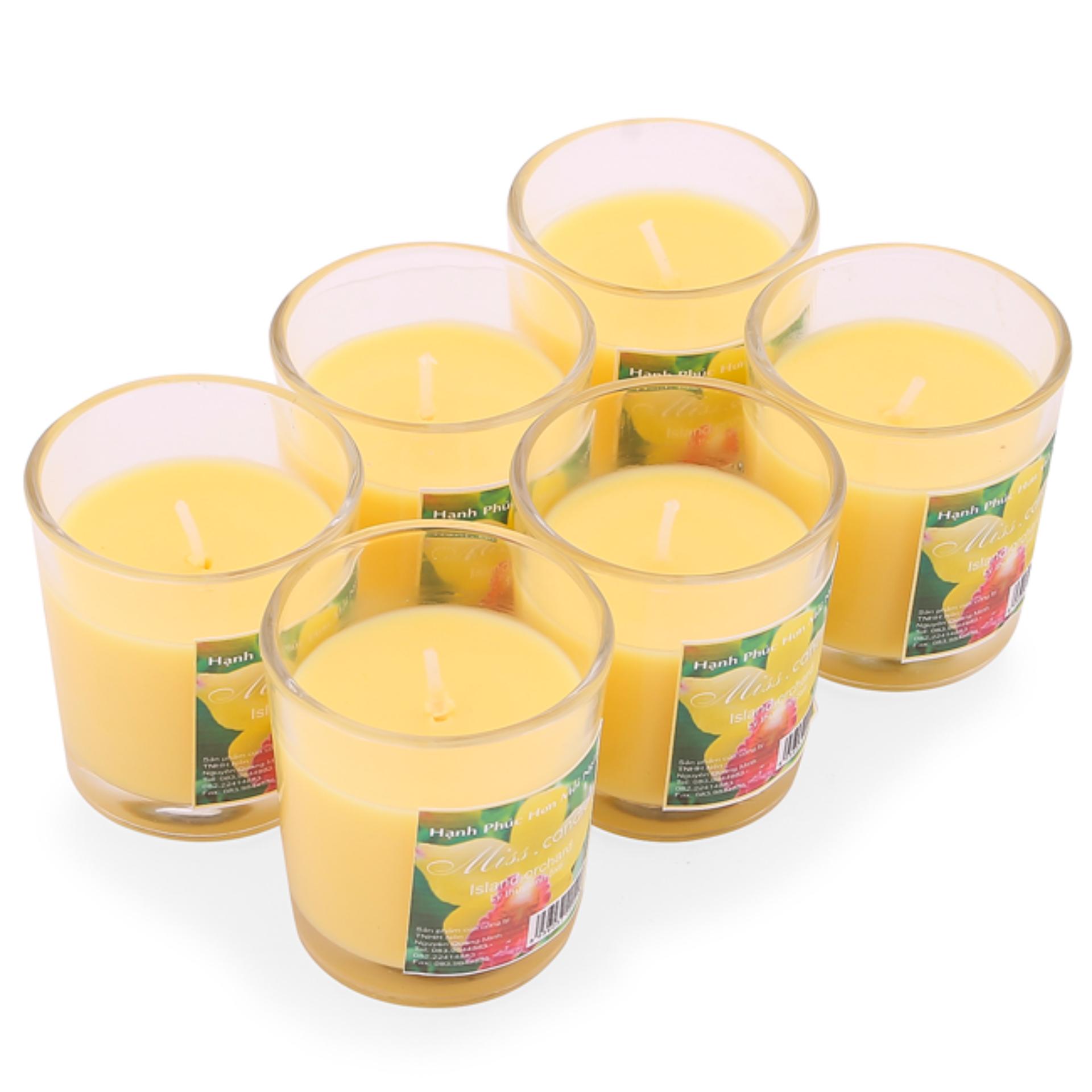 Hộp 6 ly nến thơm votives hương sả chanh Miss Candle FtraMart FTM-NQM0413 (Vàng)