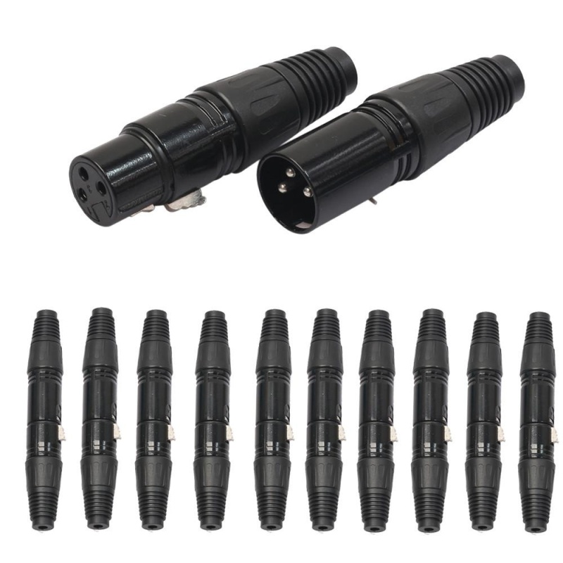 Bảng giá Hot Sale 10 Set Black 3 Pin XLR Audio Cable Connector MIC Plug+
Female Jack - intl