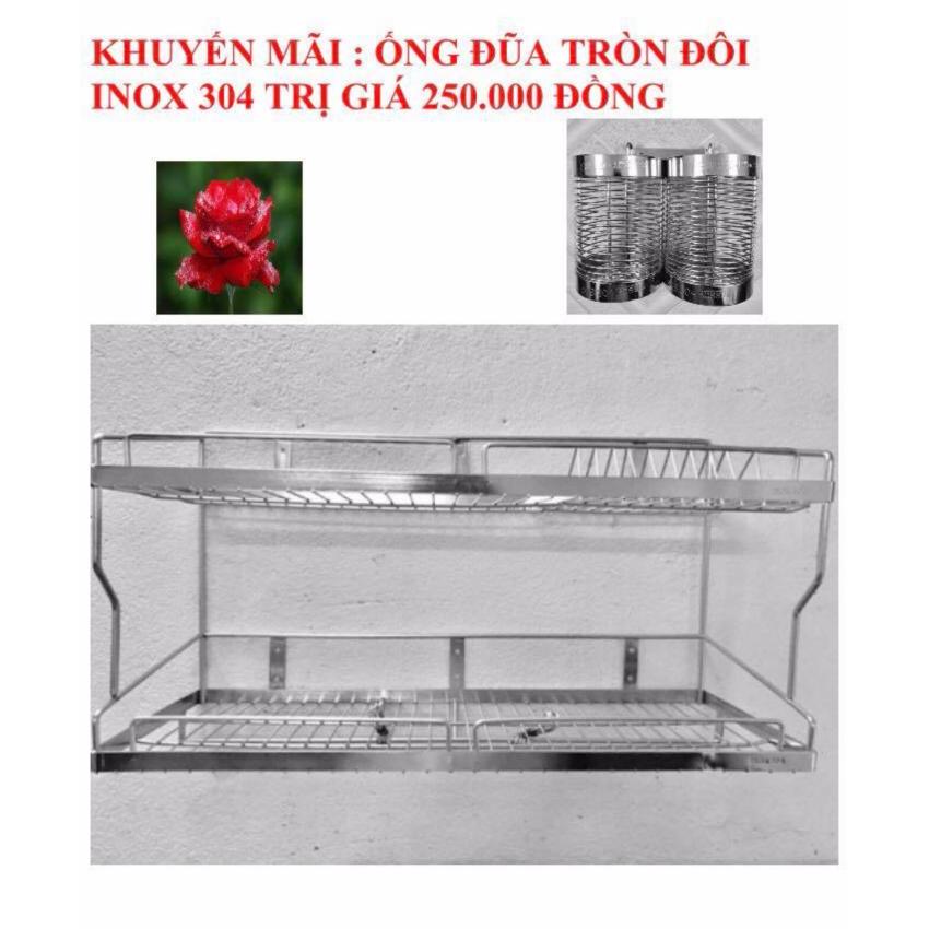 Hình ảnh Kệ chén đĩa 2 tầng inox 304 (28x90) tặng ống đủa tròn đôi