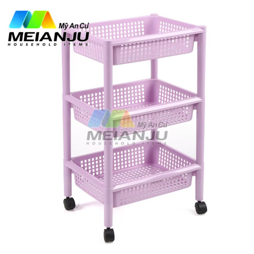 Hình ảnh Kệ Đựng Đồ Nhiều Tầng Hình Chữ Nhật Mỹ An Cư Loại 3 Tầng(45x32.5x73cm) (Tím)