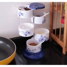Kệ Đựng Gia Vị 5 Tầng Họa Tiết Hoa đẹp mắt, lọ gia vị, lọ đựng gia vị, kệ gia vị