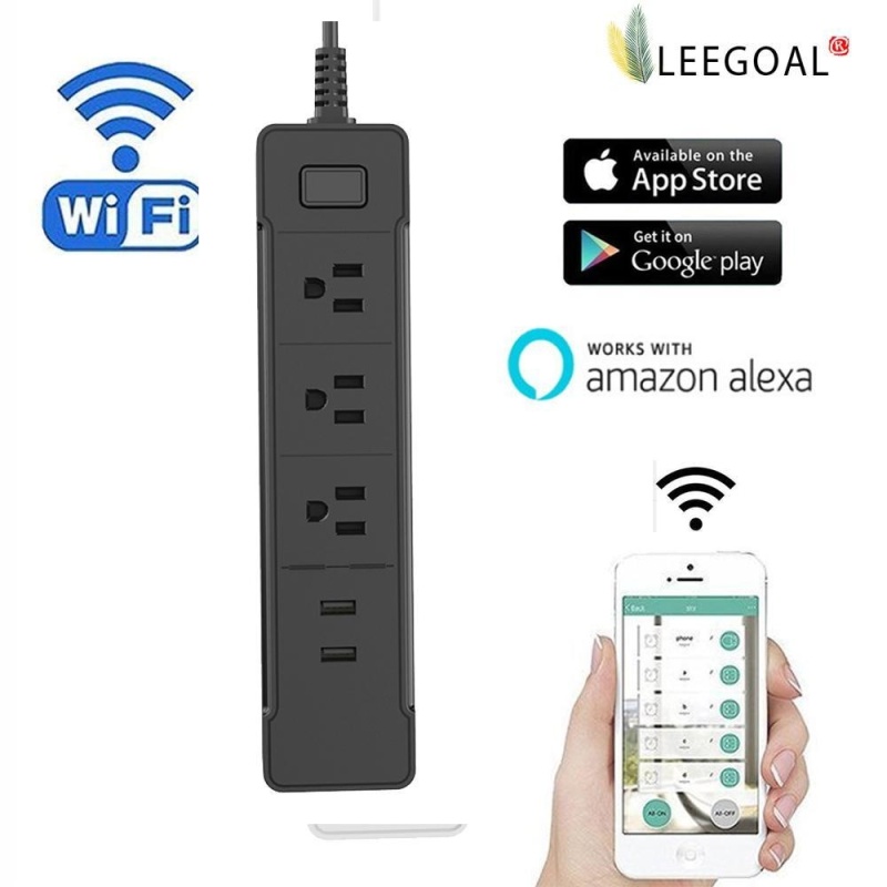 leegoal US Plug - Wifi Smart Outlet Socket USB Socket Remote Control Smart Plug Amazon Alexa Voice Control - Black - intl