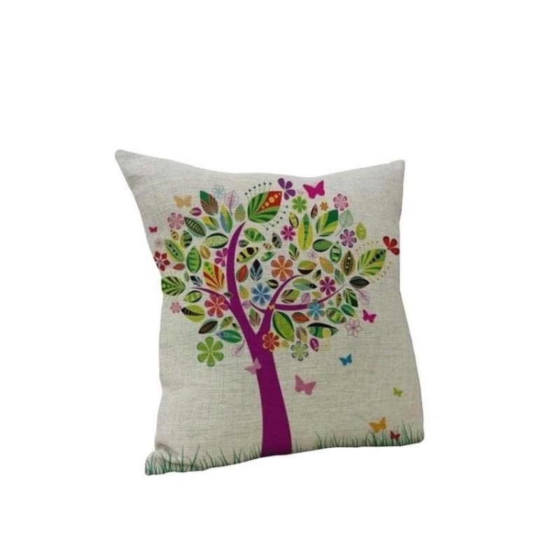 Bảng giá Mua LZ Linen Cotton Throw Pillow Case Sofa Waist Pillowcases Carcushion Cover Vintage Tree Printed 18*8In - intl