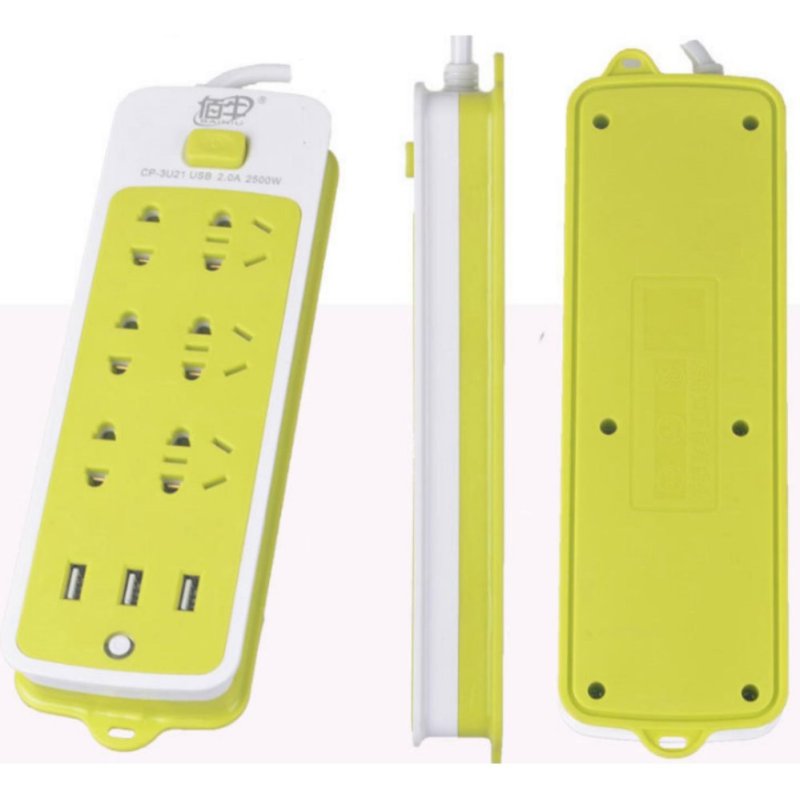 Bảng giá Mua Ổ cắm điện 2,5m 6 jack cắm và 3 cổng usb siêu thông minh(Xanh lá)