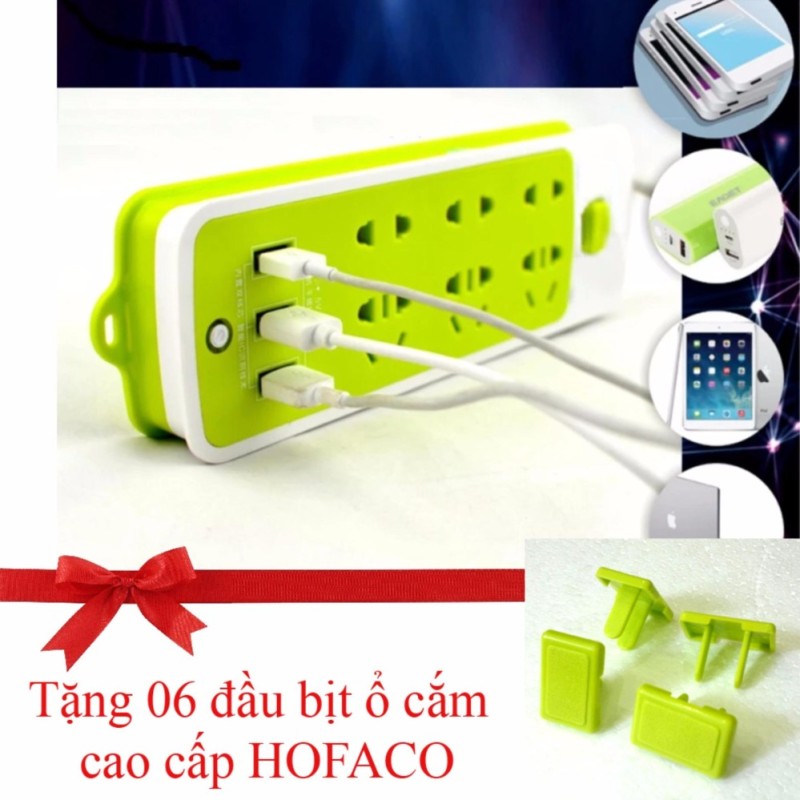 Bảng giá Ổ CẮM ĐIỆN 6 PHÍCH CẮM 3 CỔNG USB (Tặng 06 đầu bịt ổ cắm)