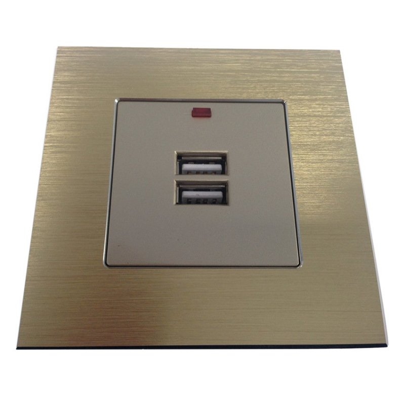 Bảng giá Mua Ổ cắm điện âm tường có cổng USB SCAVI BG09 -V(Vàng)