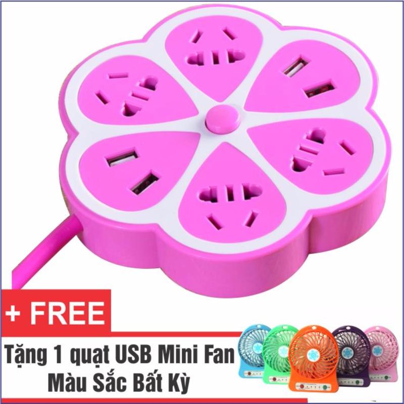 Bảng giá Ổ Cắm Điện Đa Năng Có 4 Cổng USB Bông Hoa + Tặng 1 Quạt USB Mini Fan Cực Mát