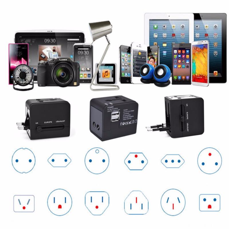 Bảng giá Ổ Cắm Điện Đa Năng Kèm 2 Cổng USB Sạc Điện Thoại - Du Lịch - Dã Ngoại Travel Adapter
