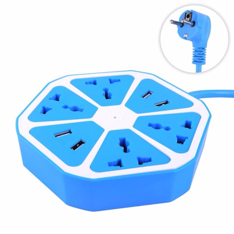 Bảng giá Ổ cắm điện hình trái cam có cổng 4 USB (Cam) 1.7M Cable 4 USB +4 Switch Socket Hexagon Giao hàng tùy màu