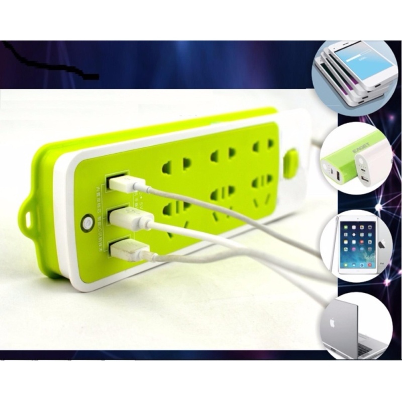 Bảng giá Mua Ổ cắm điện kiêm sạc điện thoại (6 phích cắm, 3 cổng USB)