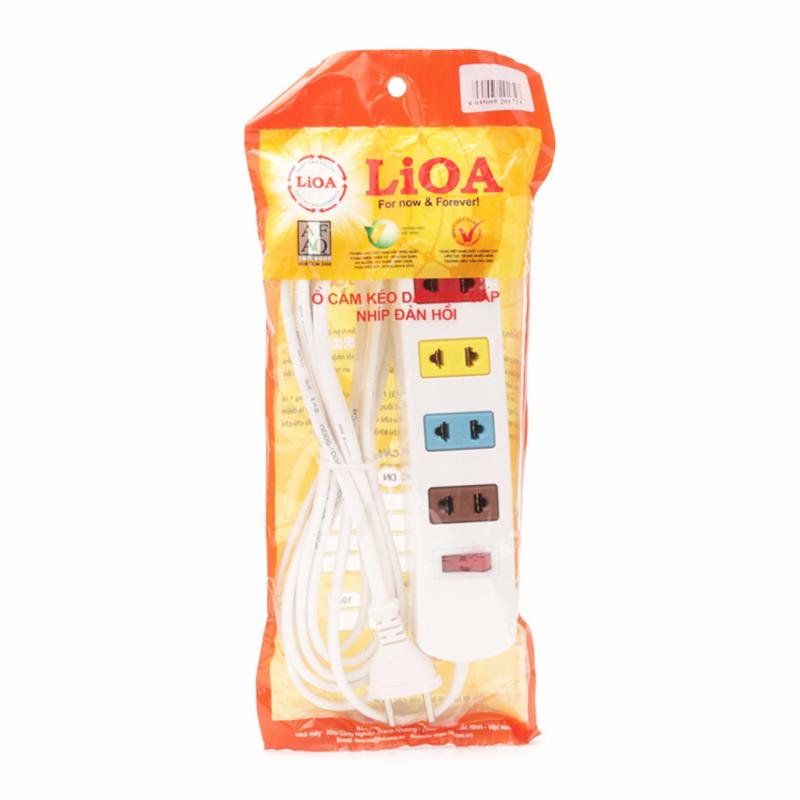 Bảng giá Mua Ổ cắm kéo dài cao cấp nhíp đàn hồi 4S LiOA 4S3W dây 3m (Trắng)