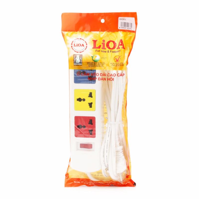 Bảng giá Mua Ổ cắm kéo dài có nắp che dây 3D LiOA 3D32WN dây 3m x 2 (Trắng)