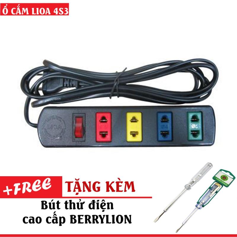 Bảng giá Ổ cắm kéo dài LiOA - 2200W có bảo vệ quá tải bằng CB - 4 ổ cắm 3m dây 2 lõi - 4S3
