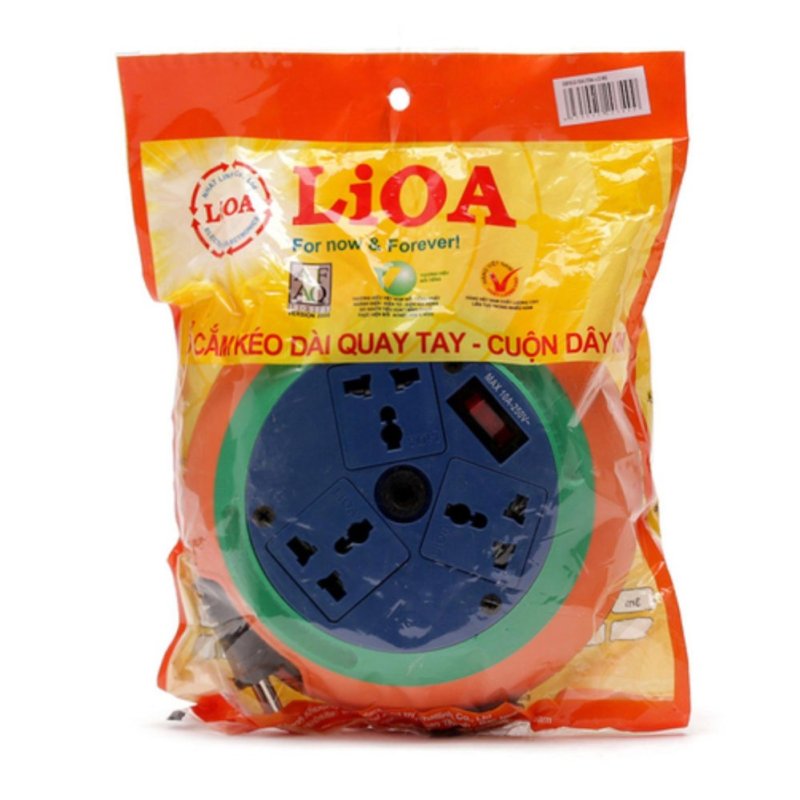 Bảng giá Mua Ổ cắm kéo dài quay tay - cuộn dây kín LiOA DB10-2-10A (10m x 2 Lõi)