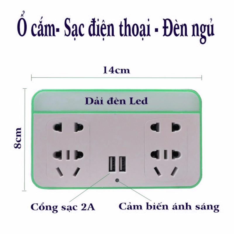 Bảng giá Ổ cắm kiêm sạc điện thoại và đèn ngủ cảm biến thông minh (Xanh lá)