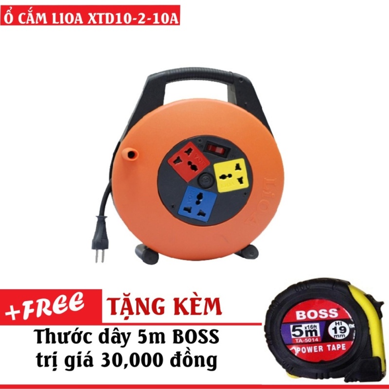 Bảng giá Mua Ổ cắm xách tay LiOA XTD10-2-10A dây 10m x 2 10A (Cam) - Lioa XTD10-2-10A