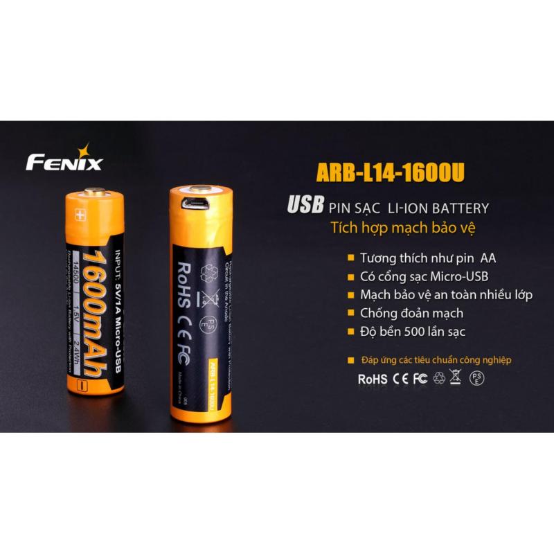 Pin sạc Fenix 14500 - ARB - L14 - 1600U (1600 mAh - tích hợp cổng
sạc USB)