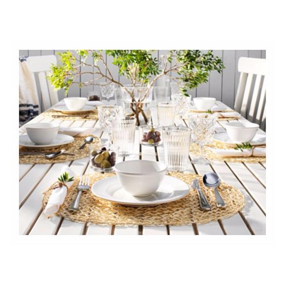 Set 10 tấm đế lót bàn ăn bằng lá buông dệt tay dạng lưới (Palm Slip Place Mat)-Màu trắng kem