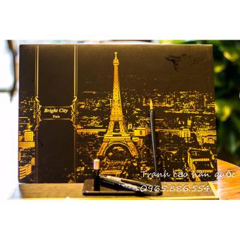 Tranh Cạo Cảnh đêm Paris Khổ A3 Tặng Kèm Bút Cạo Cao Cấp June 2018 - 2 Tranh Cạo cảnh đêm Paris khổ A3 tặng kèm bút cạo cao cấp - 2