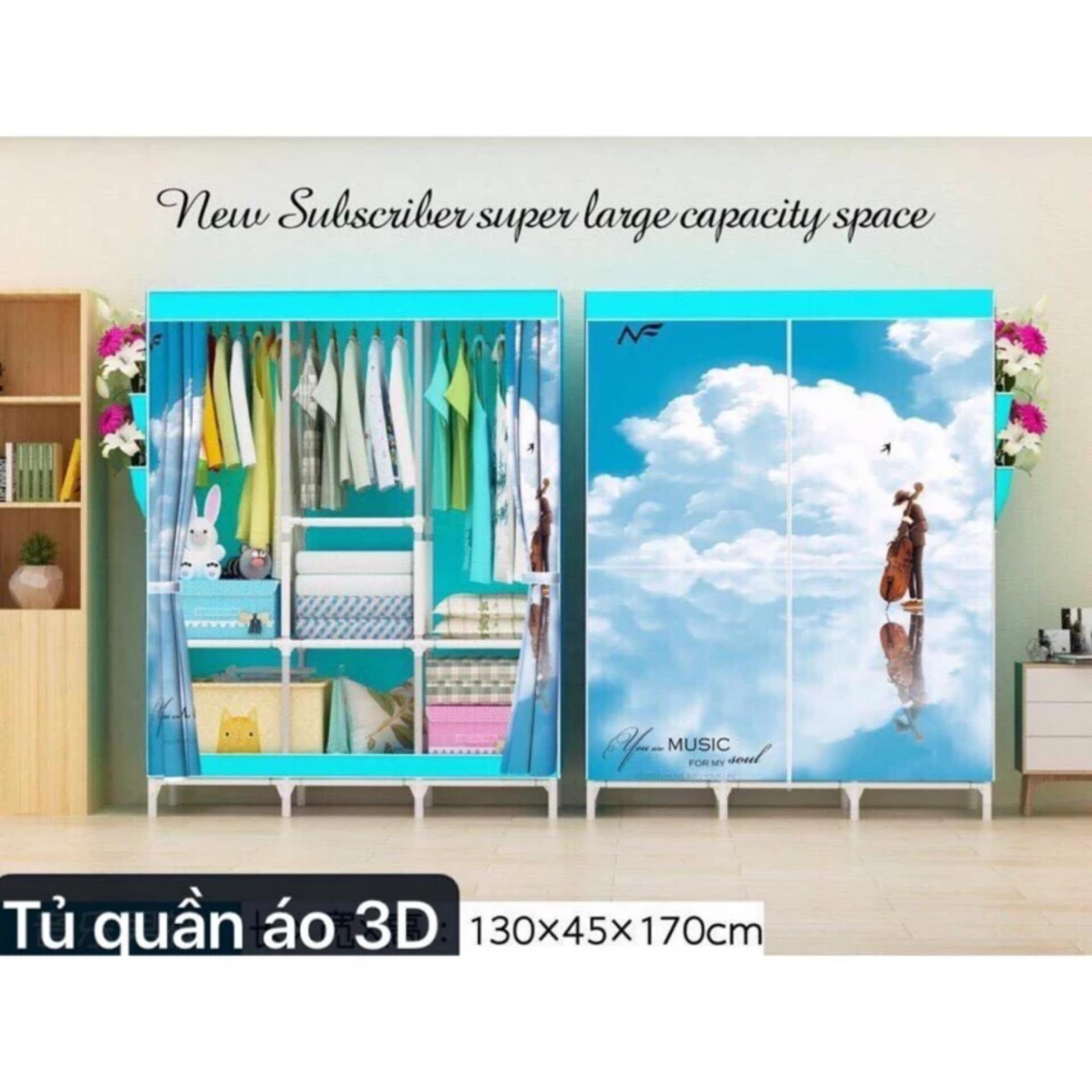 Tủ Vải Đựng Quần Áo 3D Siêu Bền (Xanh) - Kmart