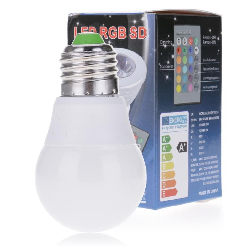 Bảng giá Mua Vanker-White Stylish Room 3W E27 LED 16 Color Changing RGB SD Light
Bulb Lamp with Remote Control New - intl