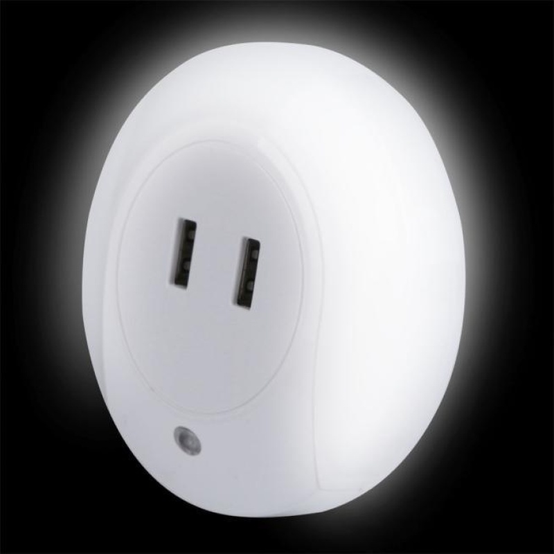 Bảng giá Wall Plate Double USB Charge Outlet Port With LED Night Light Sensor New - intl