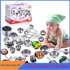 BỘ ĐỒ CHƠI NẤU ĂN BẰNG INOX 40 MÓN CHO BÉ