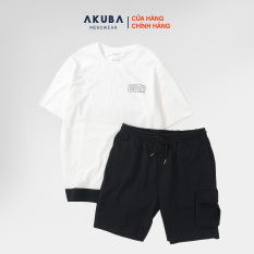 Set bộ mặc ở nhà AKUBA form slimfit, chất liệu cotton co giãn thoải mái 01JW071